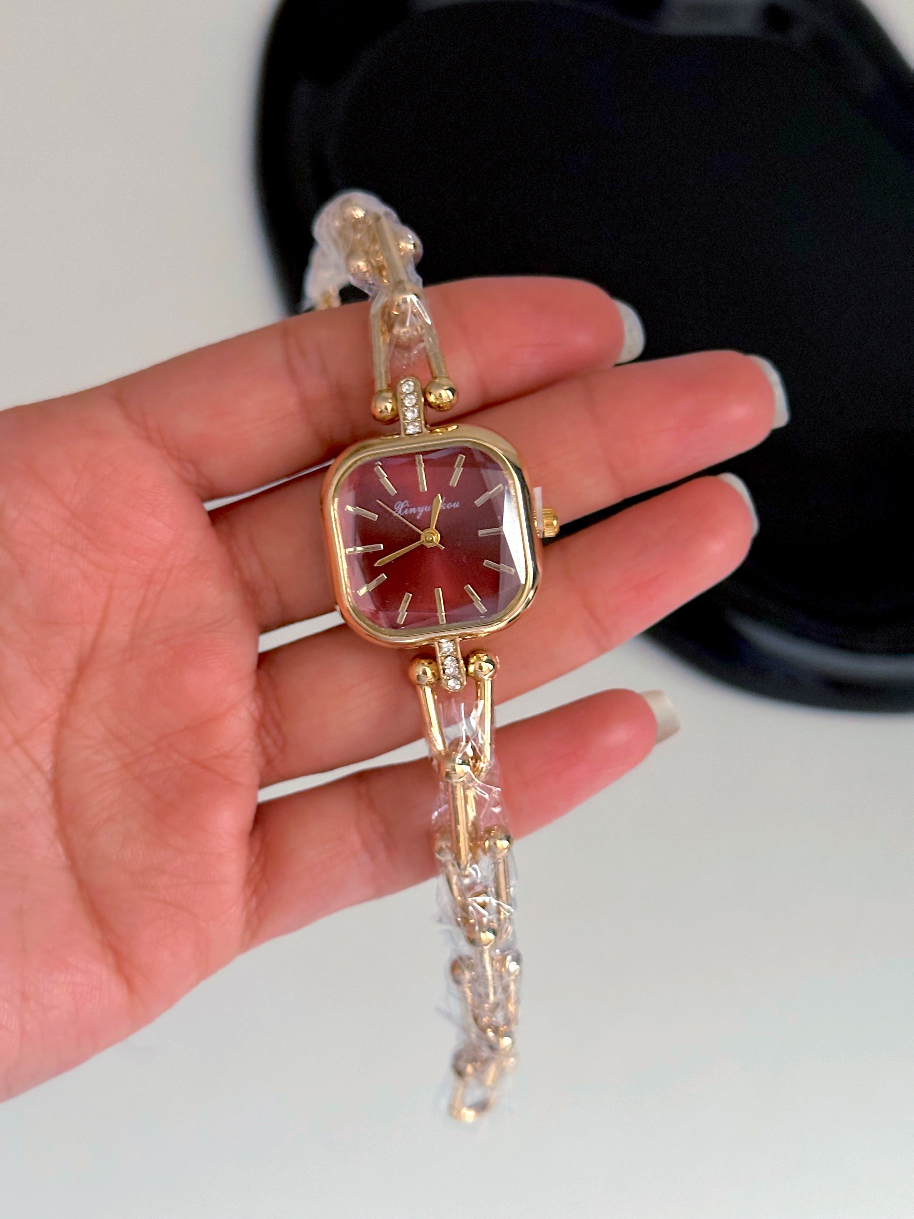 burgundy watch