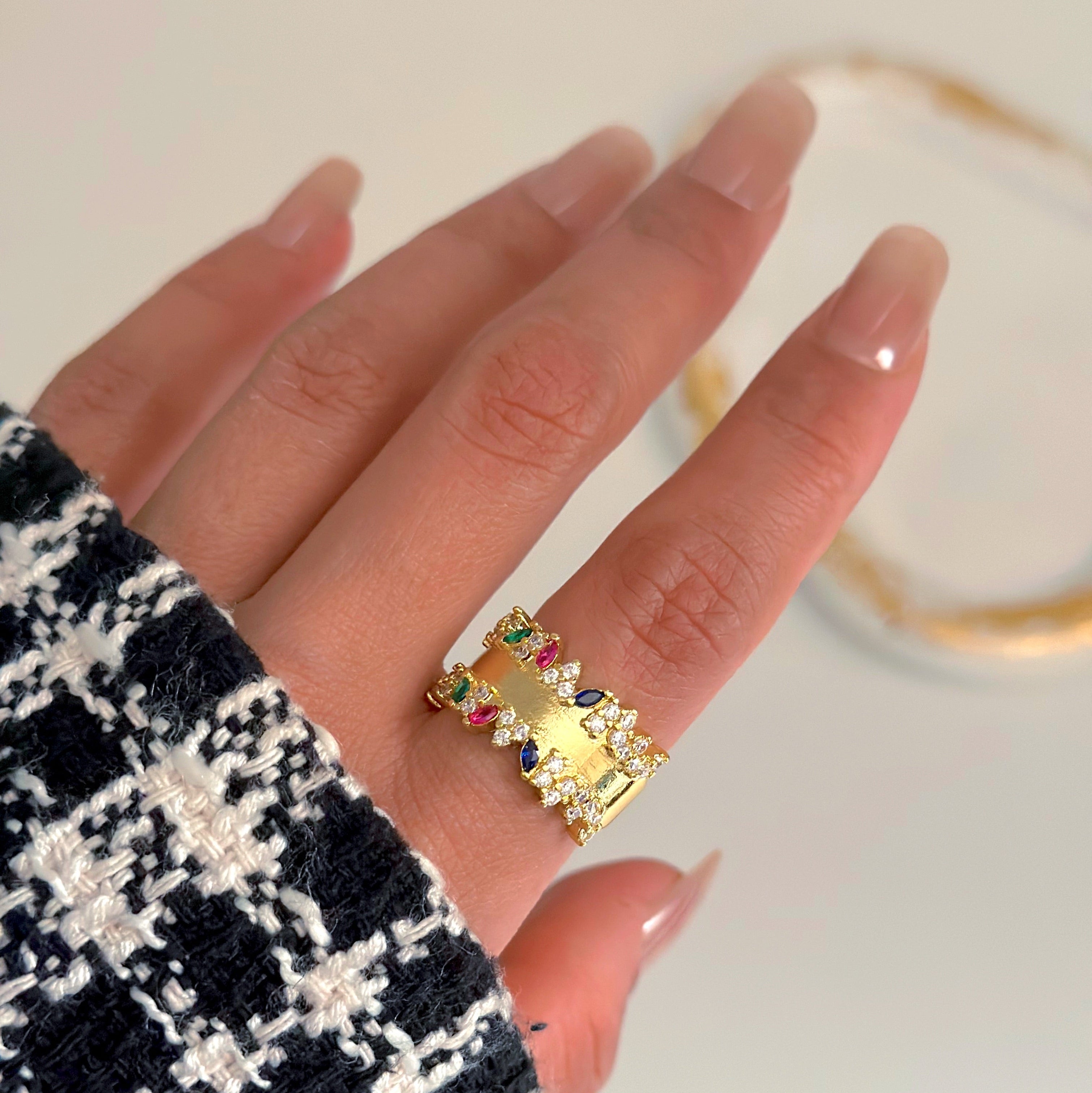 Multi-color Pave Ring